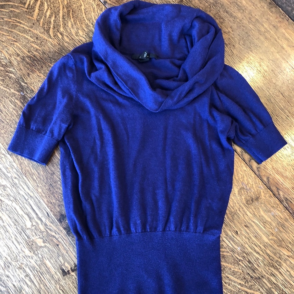 H&M purple cowl neck short sleeve sweater, small